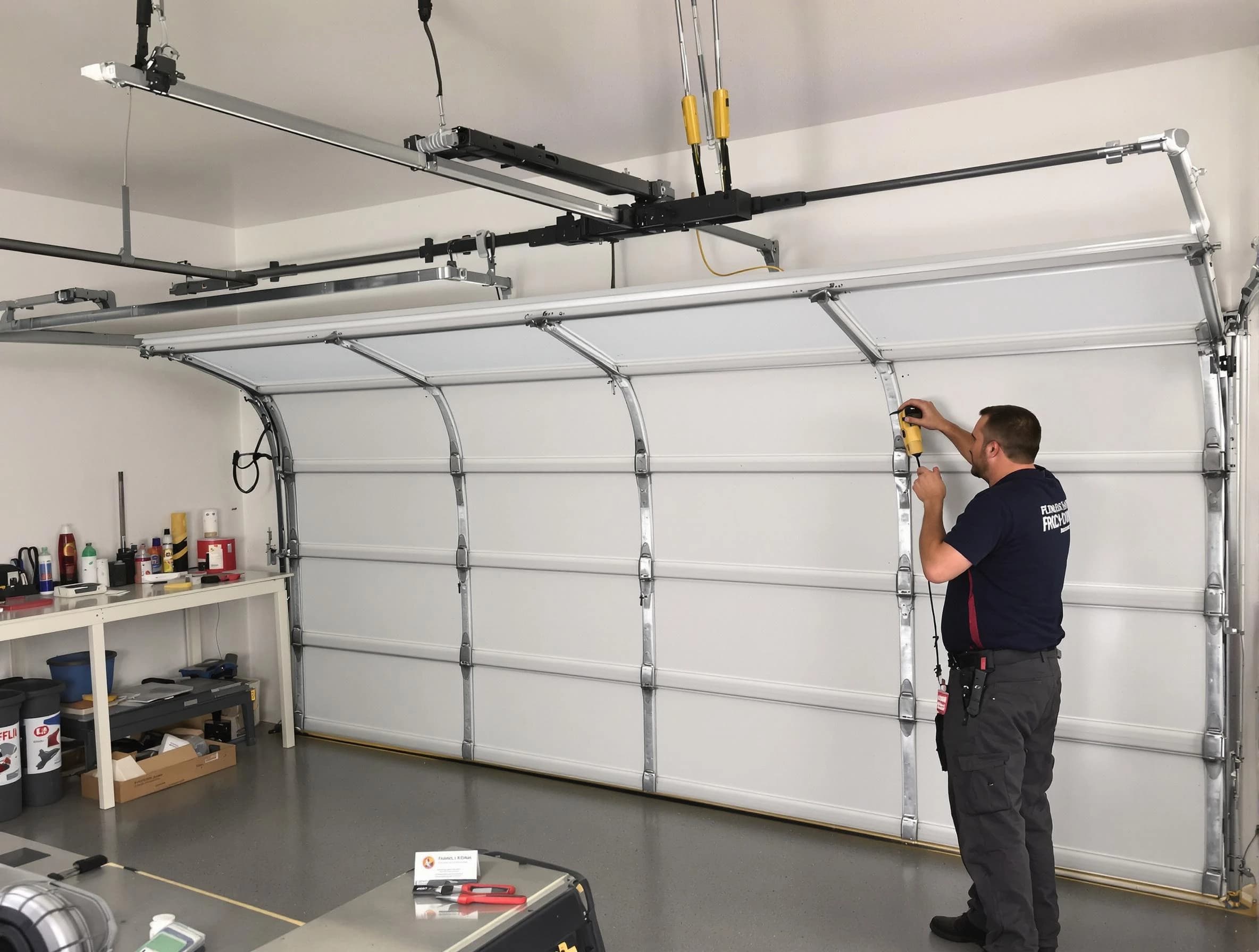 White Oak Garage Door Repair certified technician performing overhead door system repair in White Oak