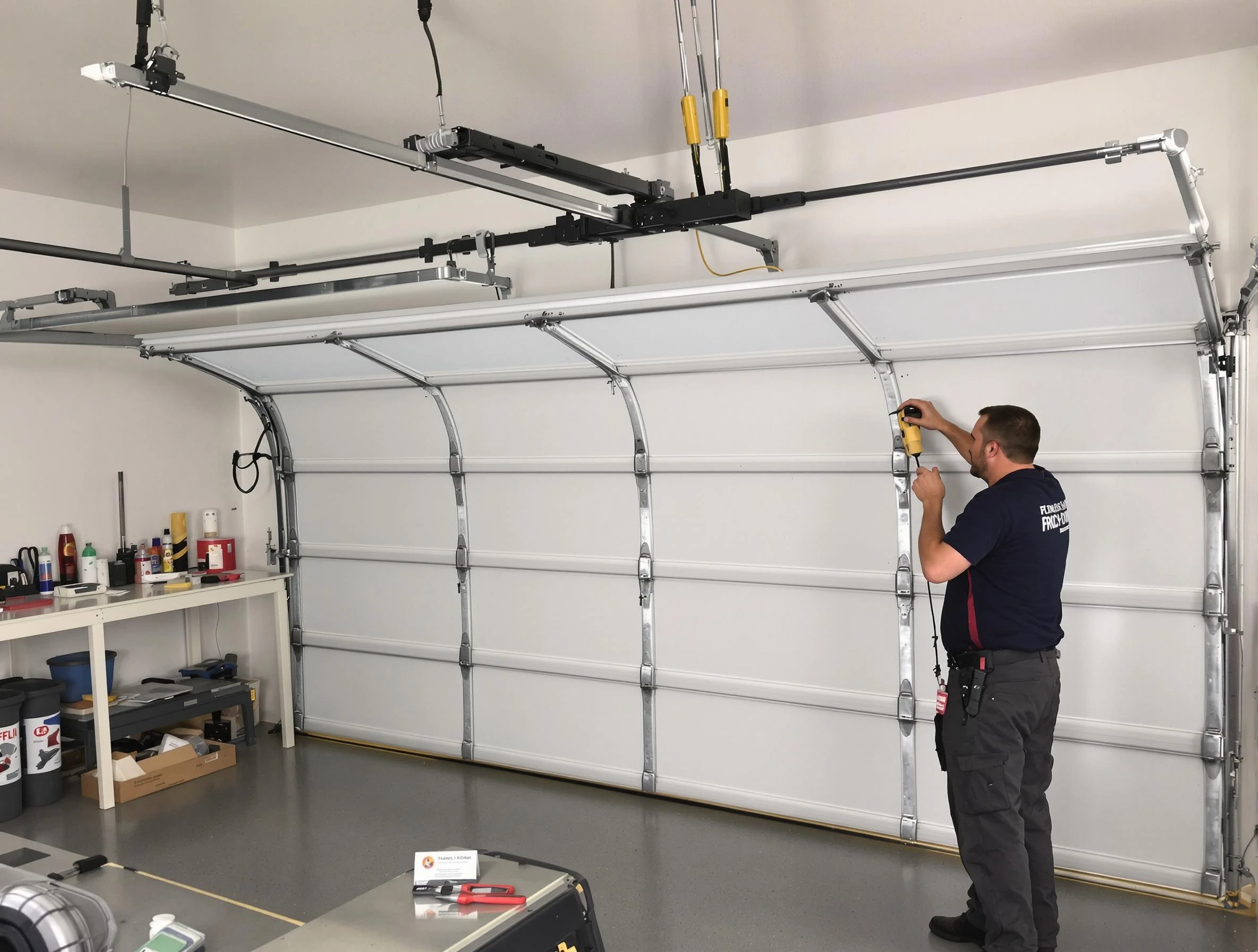 White Oak Garage Door Repair certified technician performing overhead door system repair in White Oak
